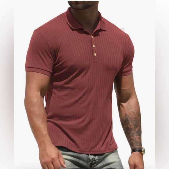 NITAGUT Other - Brick Color Men's Polo Shirts Short & Long Sleeve Casual Slim Fit Workout Shirt